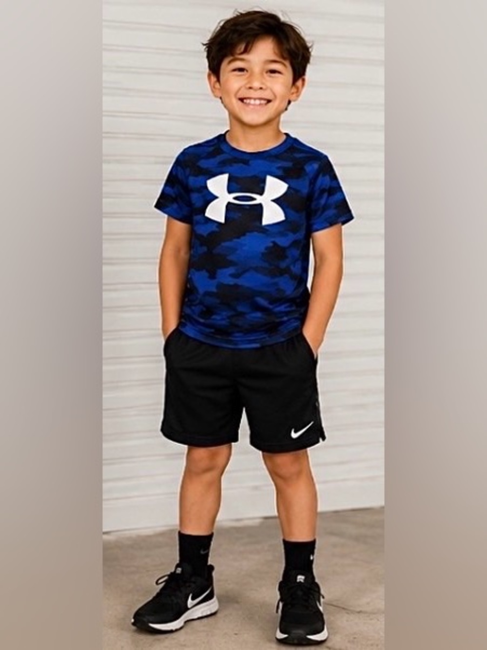 Under Armour Blue & Black Camo Logo Tee
